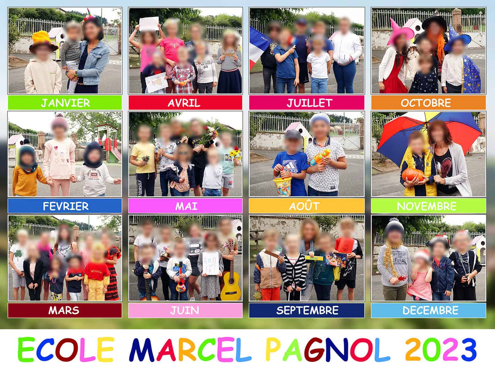 Photo de groupe scolaire à Roanne avec enfants souriants et photographe bienveillant